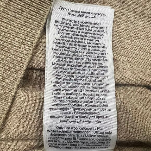 Selected Homme Men's L Crewneck Wool Sweater Tan Long Sleeve Lightweight - Picture 12 of 13